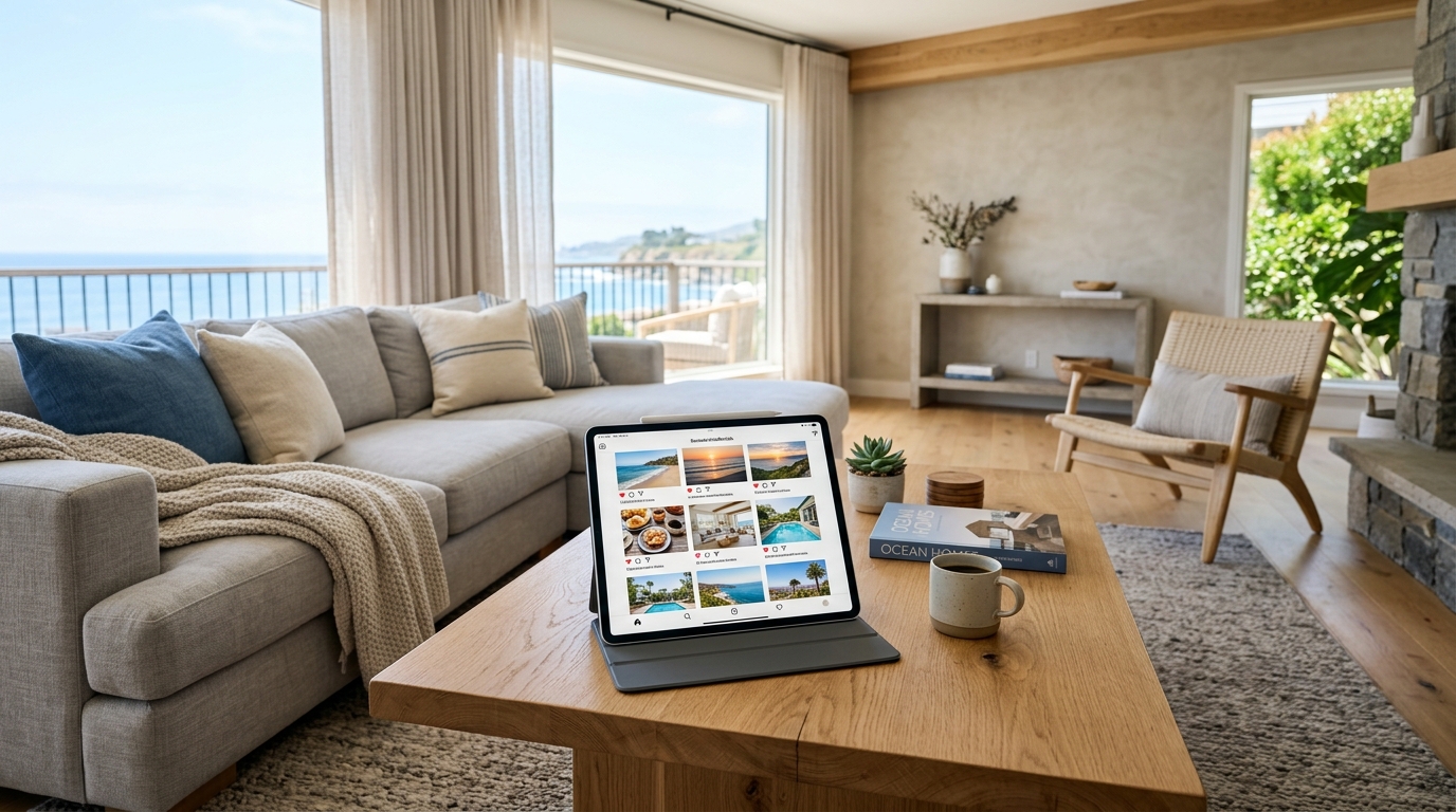 Grid of vacation rental Instagram post examples